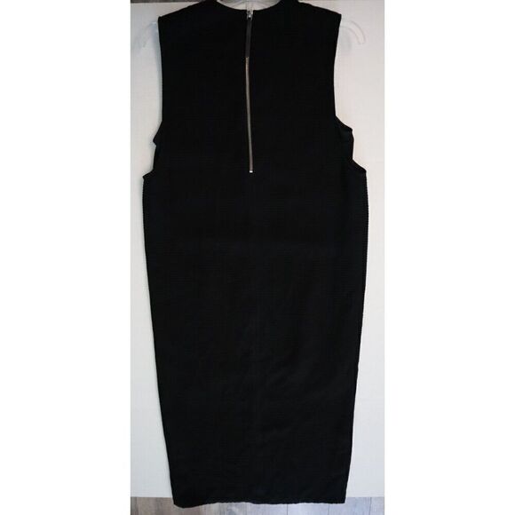 Helmut Lang Women's Sz 6 Black Textured Sleeveless Front Slit V-Neck Maxi Dress - Picture 12 of 13